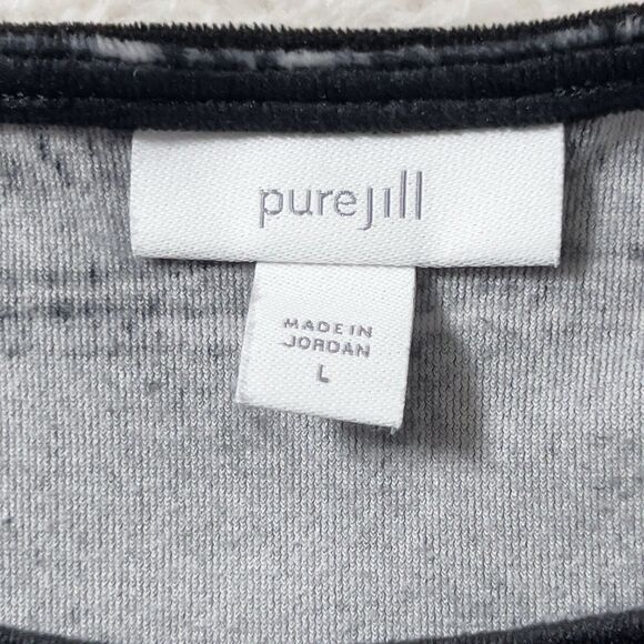 Pure J Jill Velour Pleated Sleeve Pullover Top Womens Sz L 3/4 Sleeve - Picture 6 of 10